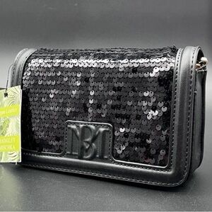 Badgley Mischka Black Sequin Crossbody Bag